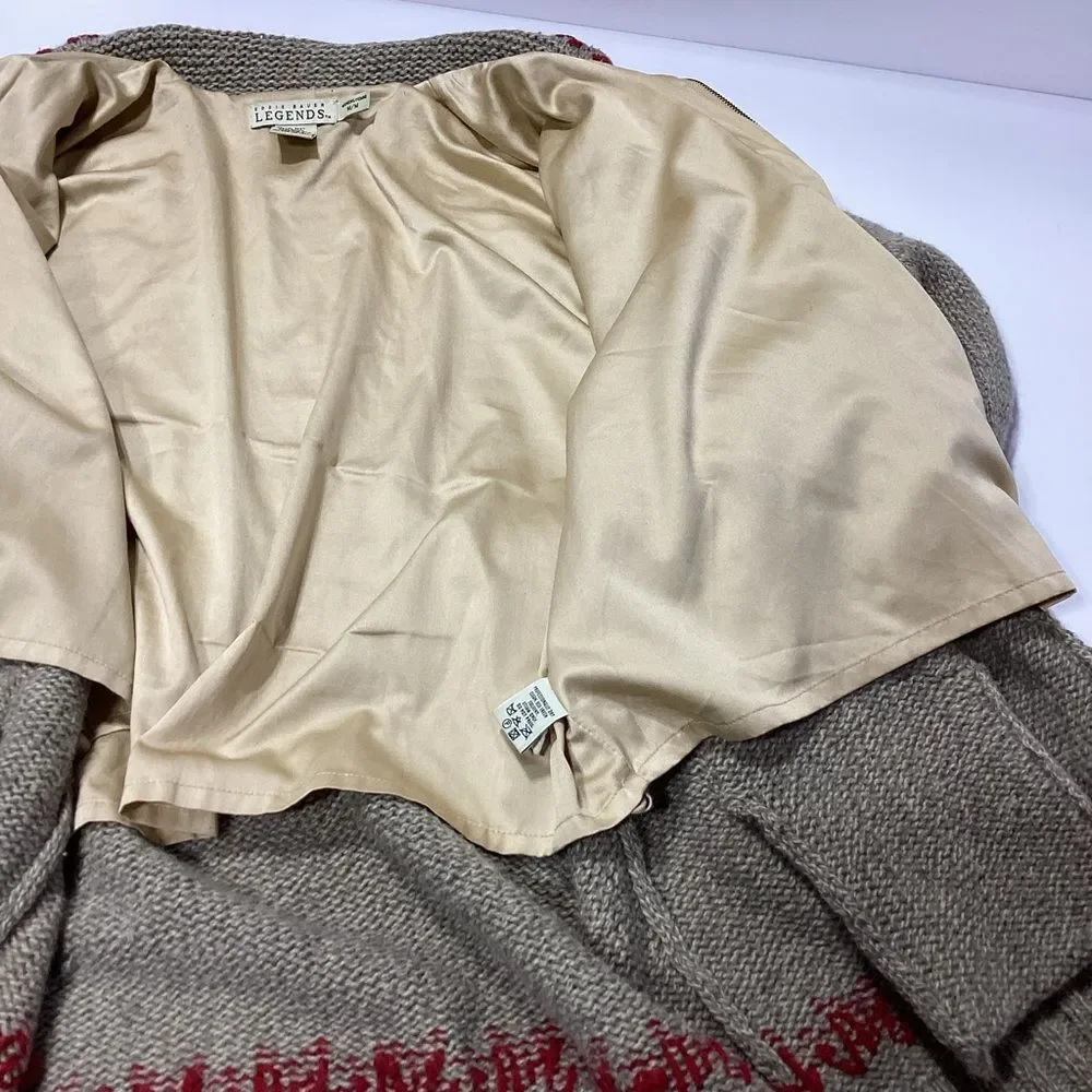 Vintage Eddie Bauer Legends Wool Cardigan Sweater Zip Front Ski Design Medium